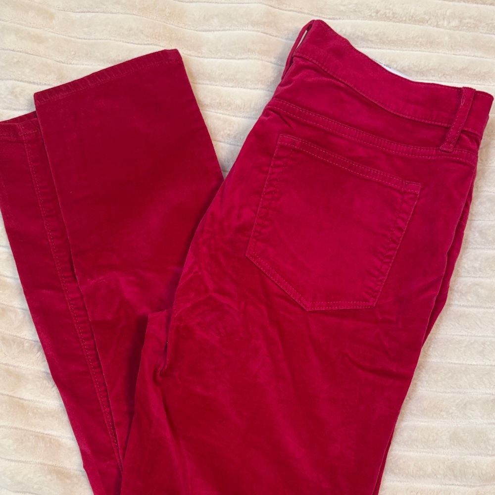 LOFT Cherry Red Trousers velvet